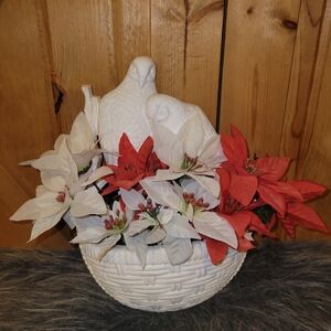 Vintage Burwood Pocket Planter Wall Hanger Faux Wood Lovebirds